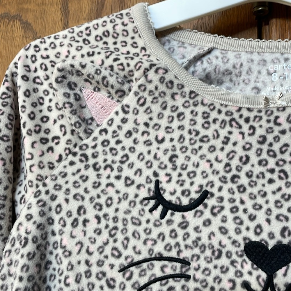 CARTER'S NWT Girls Size 8-10 Leopard Fleece Nightgown Animal Print Long Sleeve - Picture 9 of 12